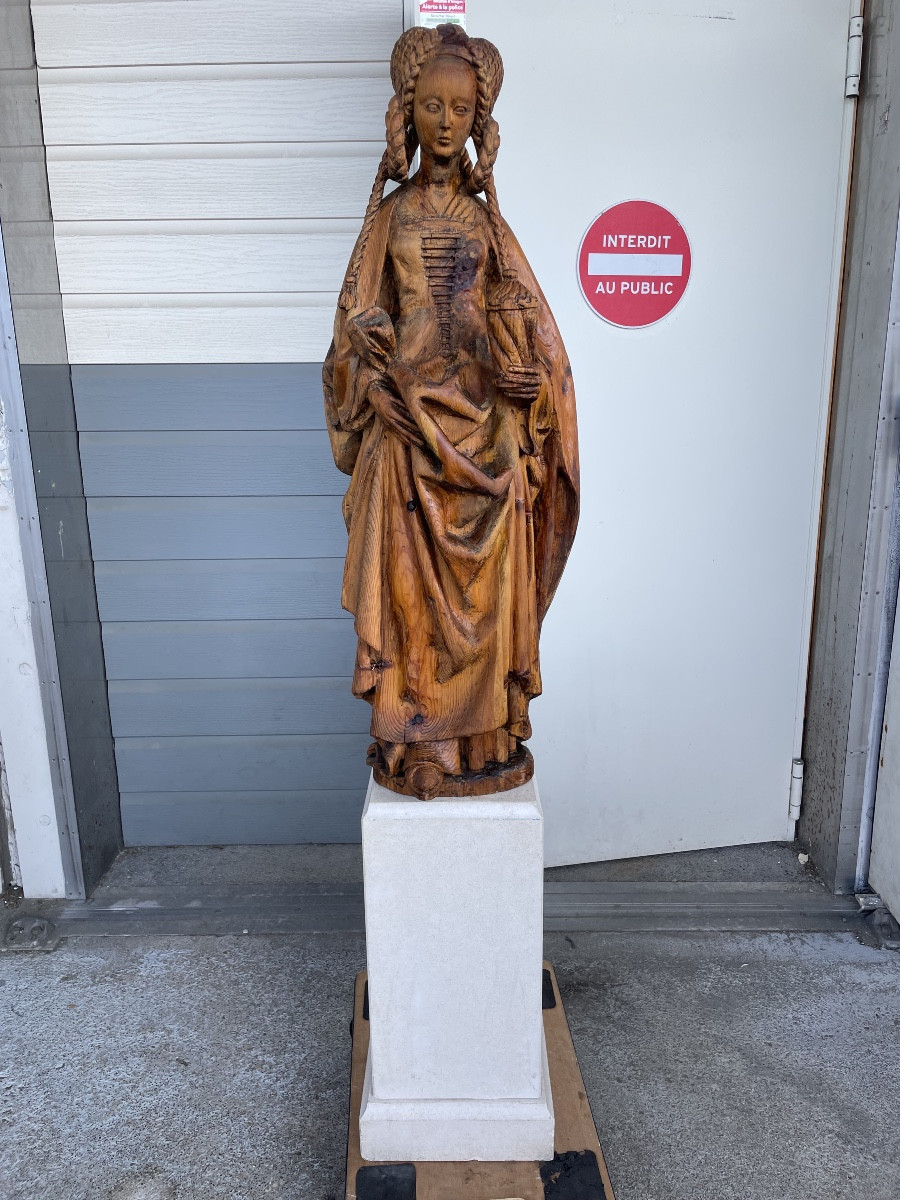 Saint Mary Magdalene - 20th Century Pine Sculpture-photo-8