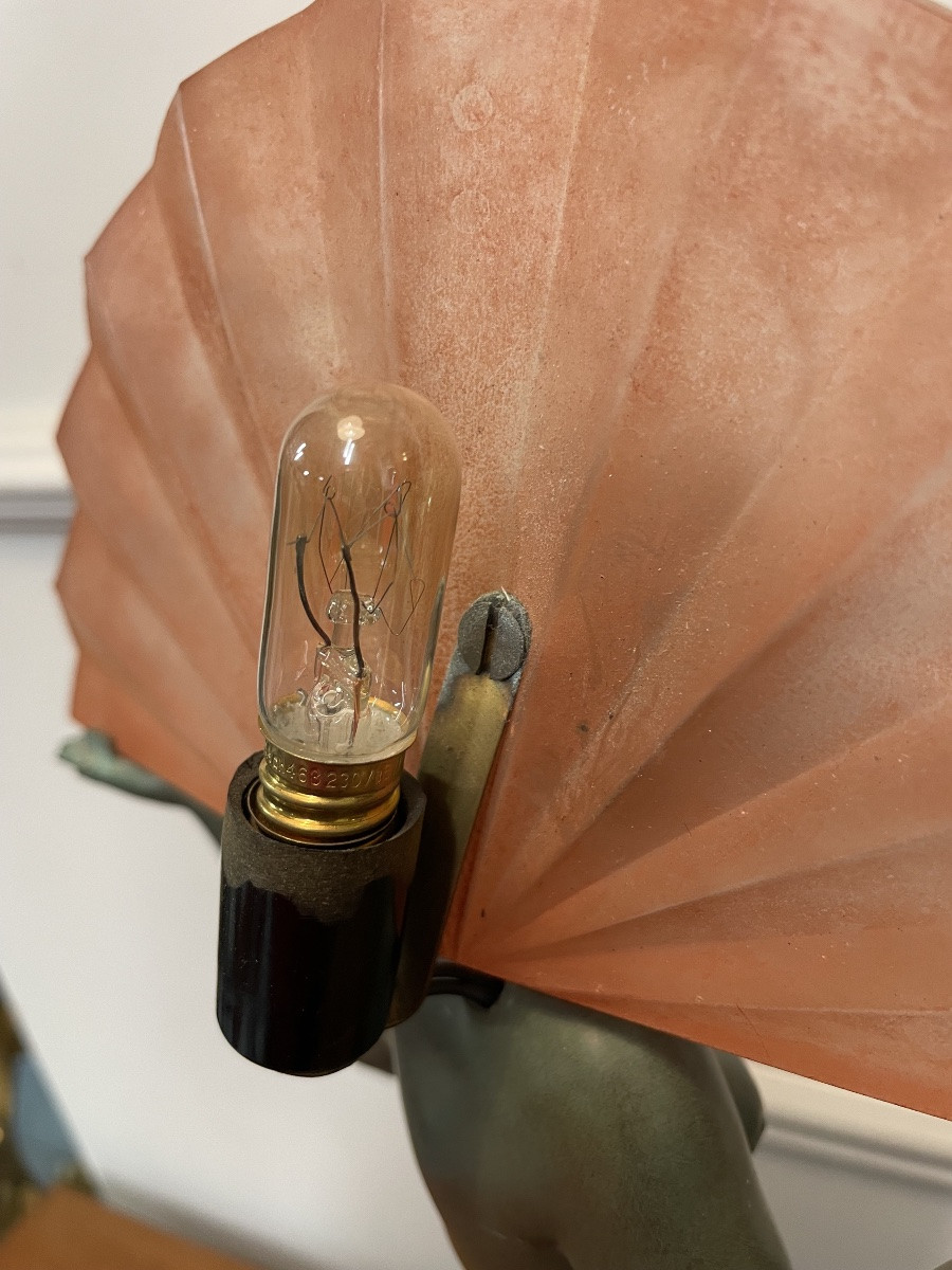 Sculpture Lampe Art déco Guerbe « Espana » Max Le Verrier-photo-4