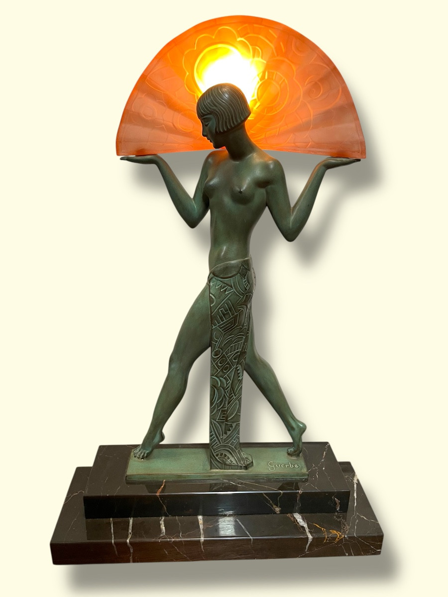 Sculpture Lampe Art déco Guerbe « Espana » Max Le Verrier