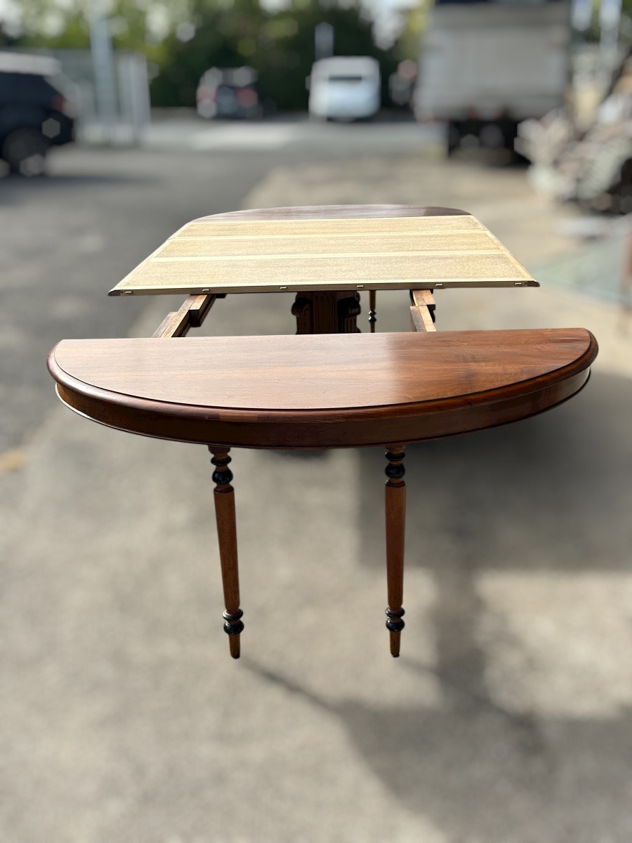 Large Central Leg Walnut Dining Table, Late 19th Century-photo-1
