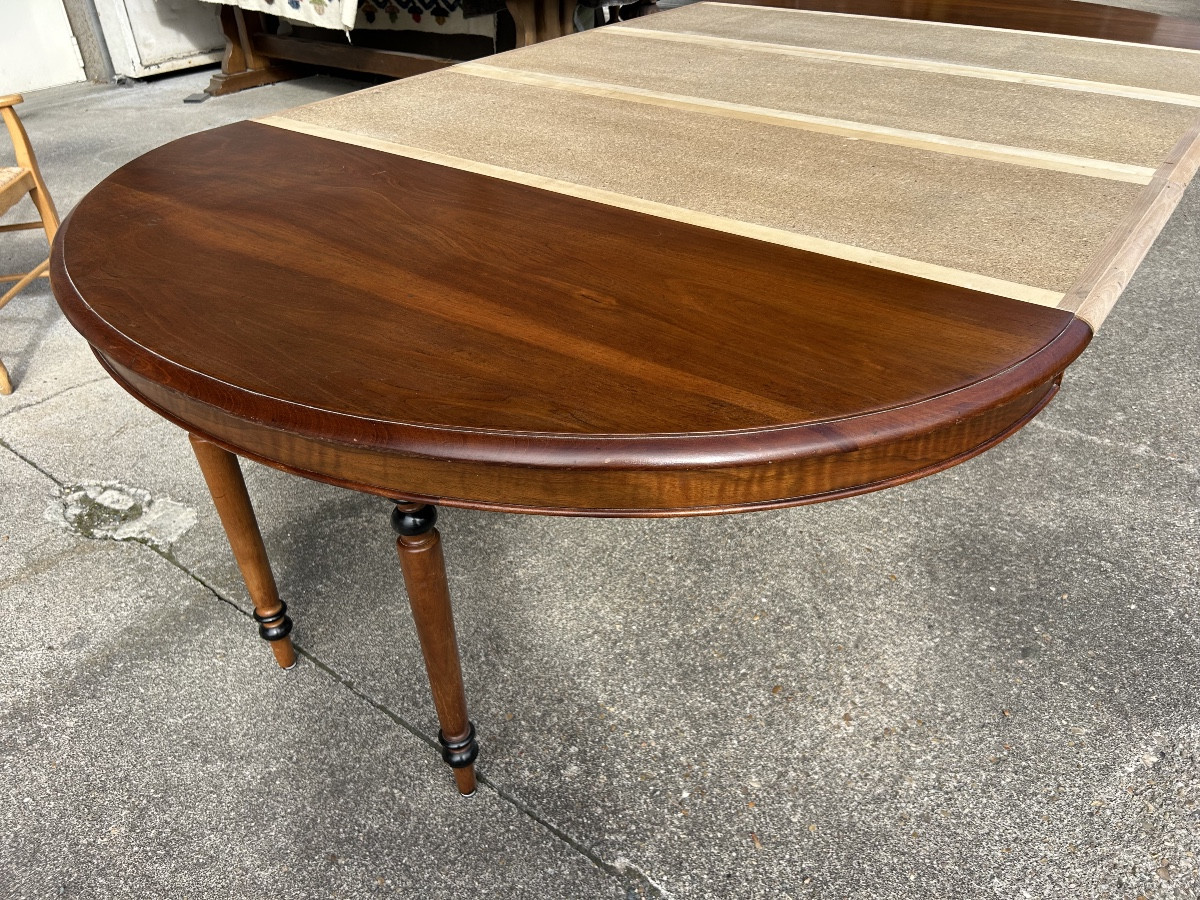 Large Central Leg Walnut Dining Table, Late 19th Century-photo-4
