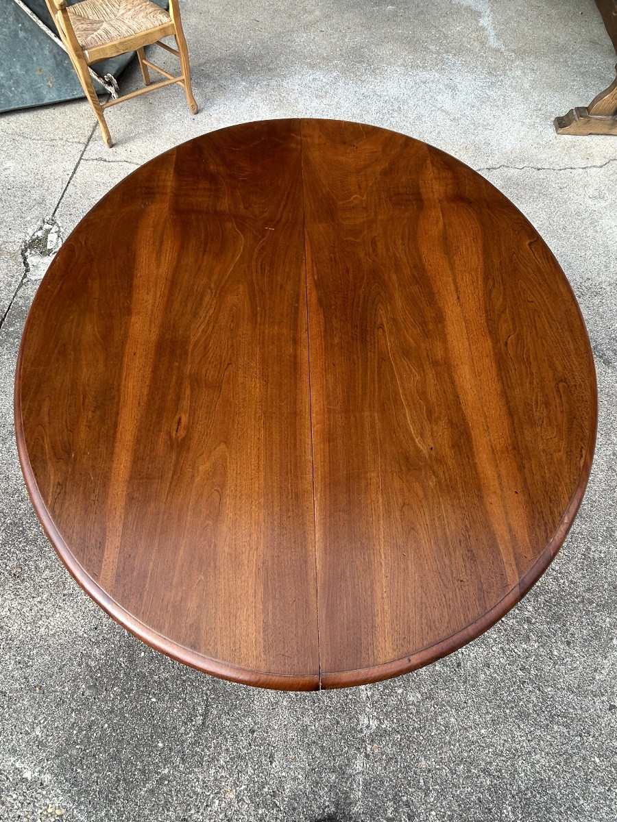 Large Central Leg Walnut Dining Table, Late 19th Century-photo-7