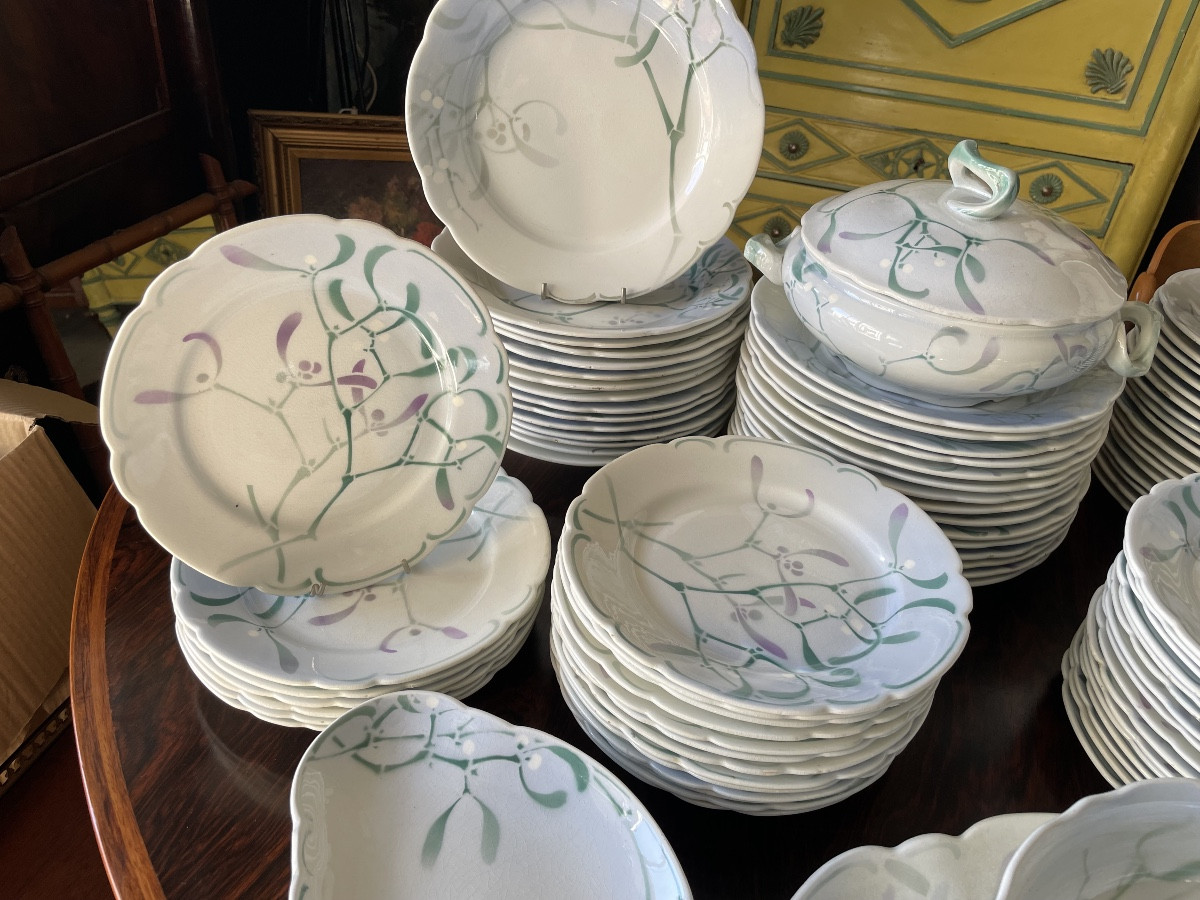 Service de table au « Gui » Edmond Lachenal Faience Keller et Guerin 110 pièces -photo-2