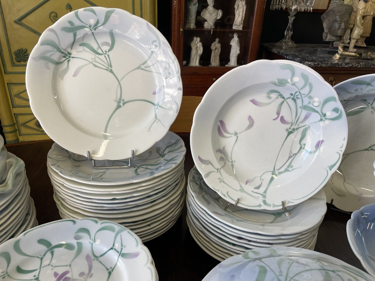Service de table au « Gui » Edmond Lachenal Faience Keller et Guerin 110 pièces -photo-3