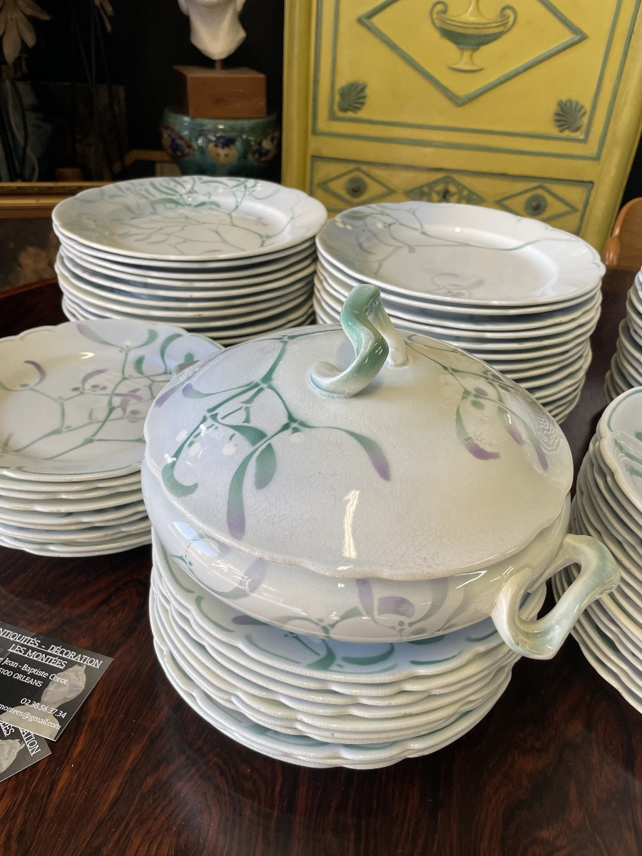 Service de table au « Gui » Edmond Lachenal Faience Keller et Guerin 110 pièces -photo-7