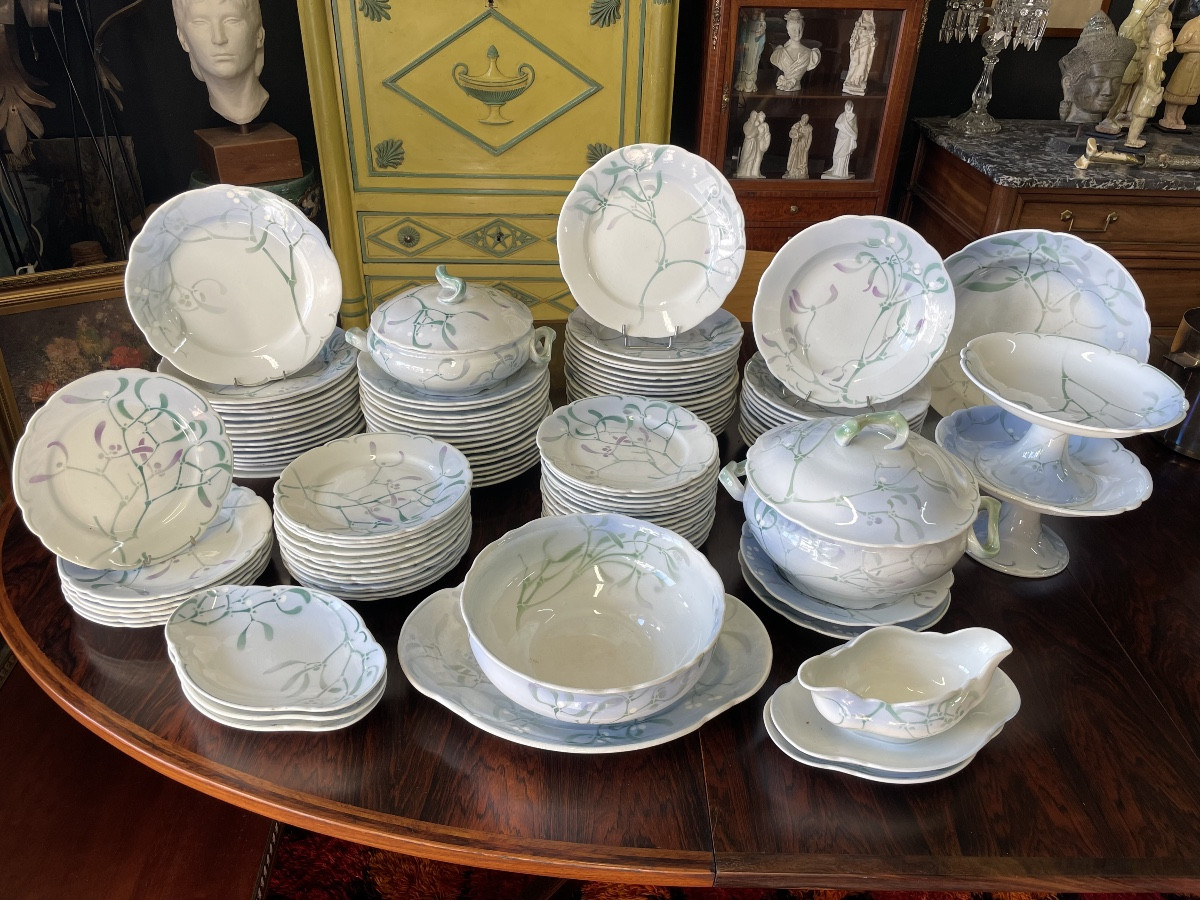 Service de table au « Gui » Edmond Lachenal Faience Keller et Guerin 110 pièces -photo-8