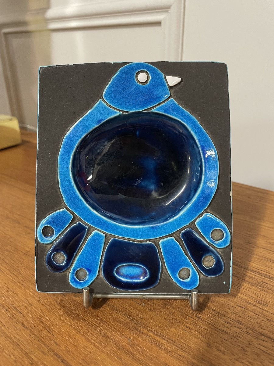 Mithé Espelt - Petit vide poche céramique oiseau bleu 