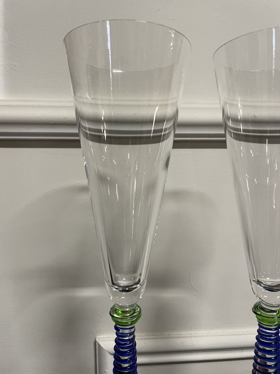 Salviati - Suite de deux flûtes à champagne en verre de Murano -photo-2