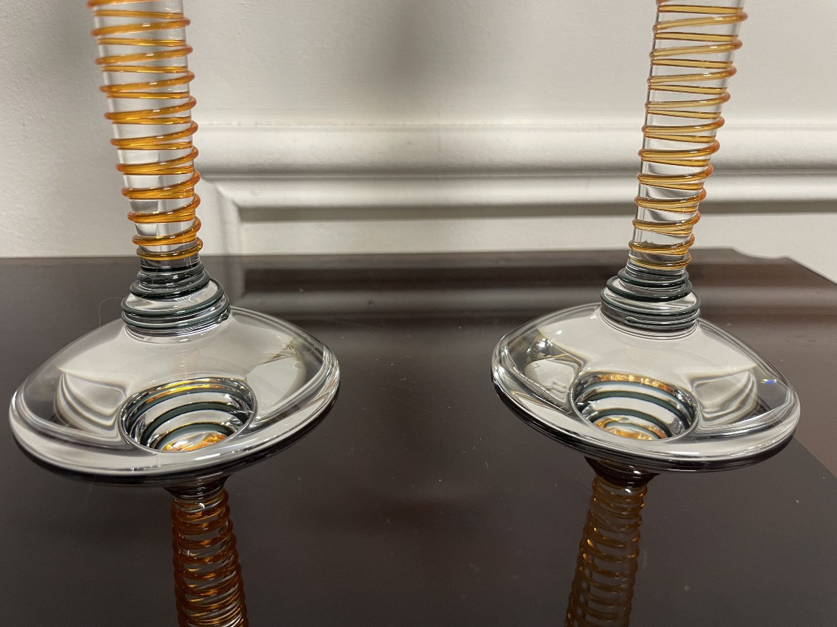 Salviati - Suite de deux flûtes à champagne en verre de Murano-photo-3