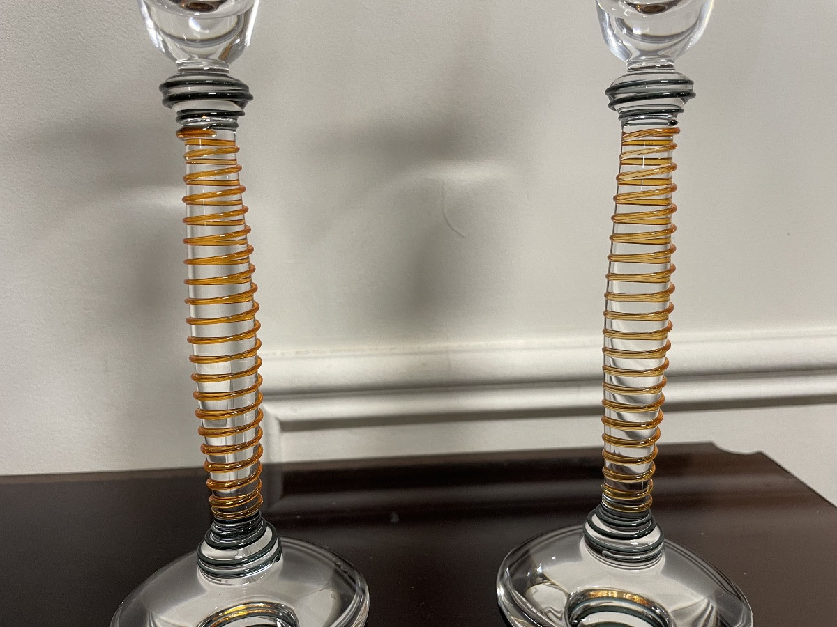 Salviati - Suite de deux flûtes à champagne en verre de Murano-photo-4