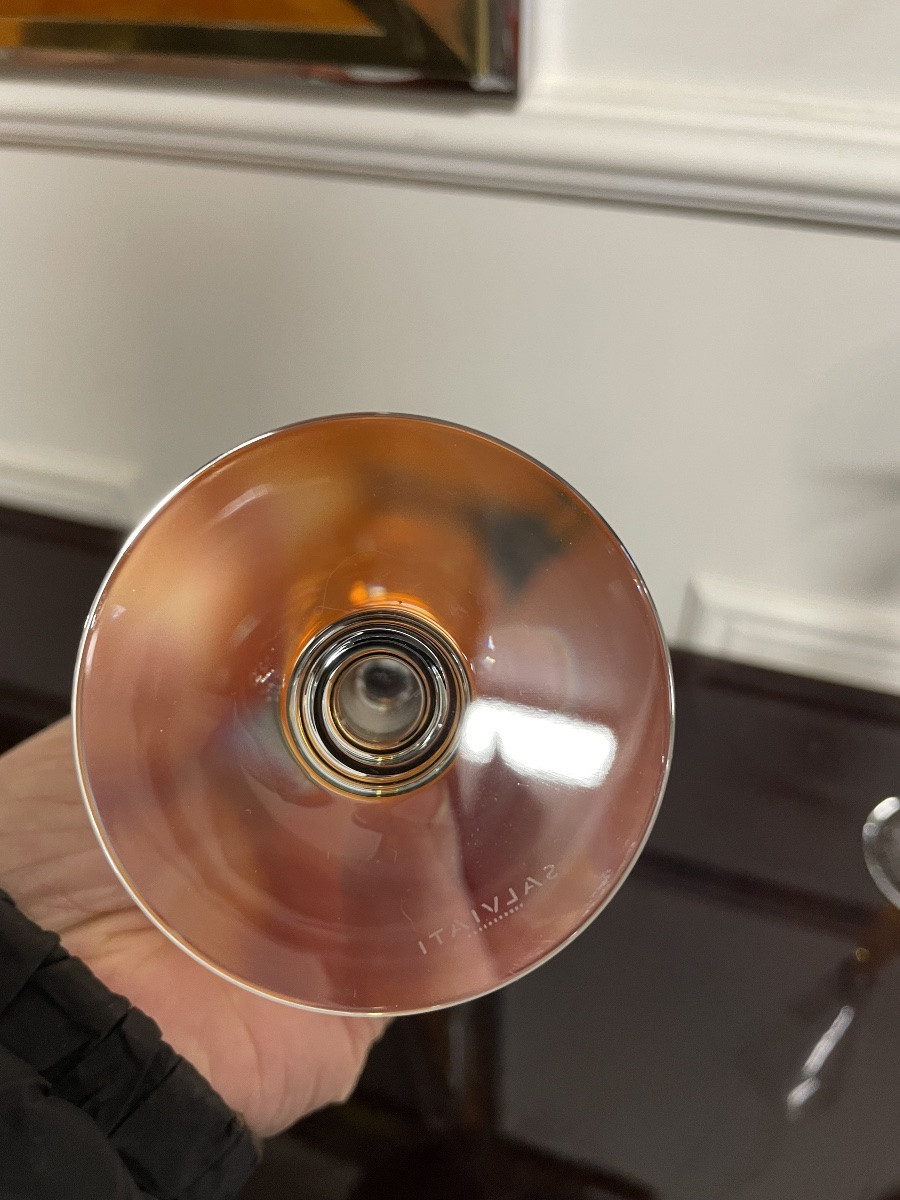 Salviati - Suite de deux flûtes à champagne en verre de Murano-photo-5