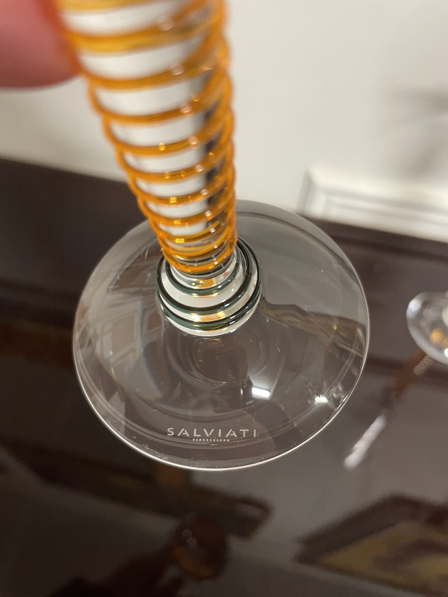 Salviati - Suite de deux flûtes à champagne en verre de Murano-photo-6