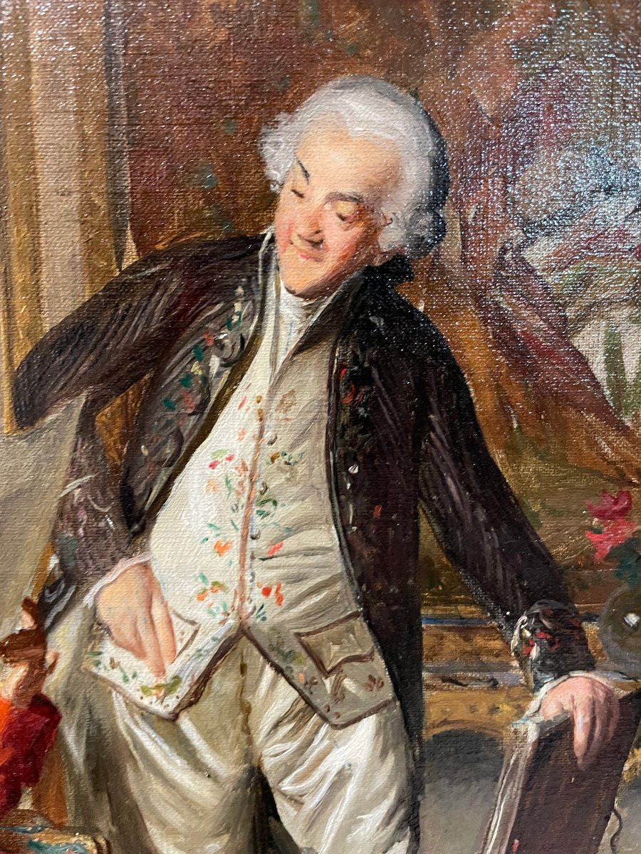 Bernard Louis Borione - The Painter Presenting His Work To The Cardinal - Oil On Canvas, Late 19th Century-photo-3