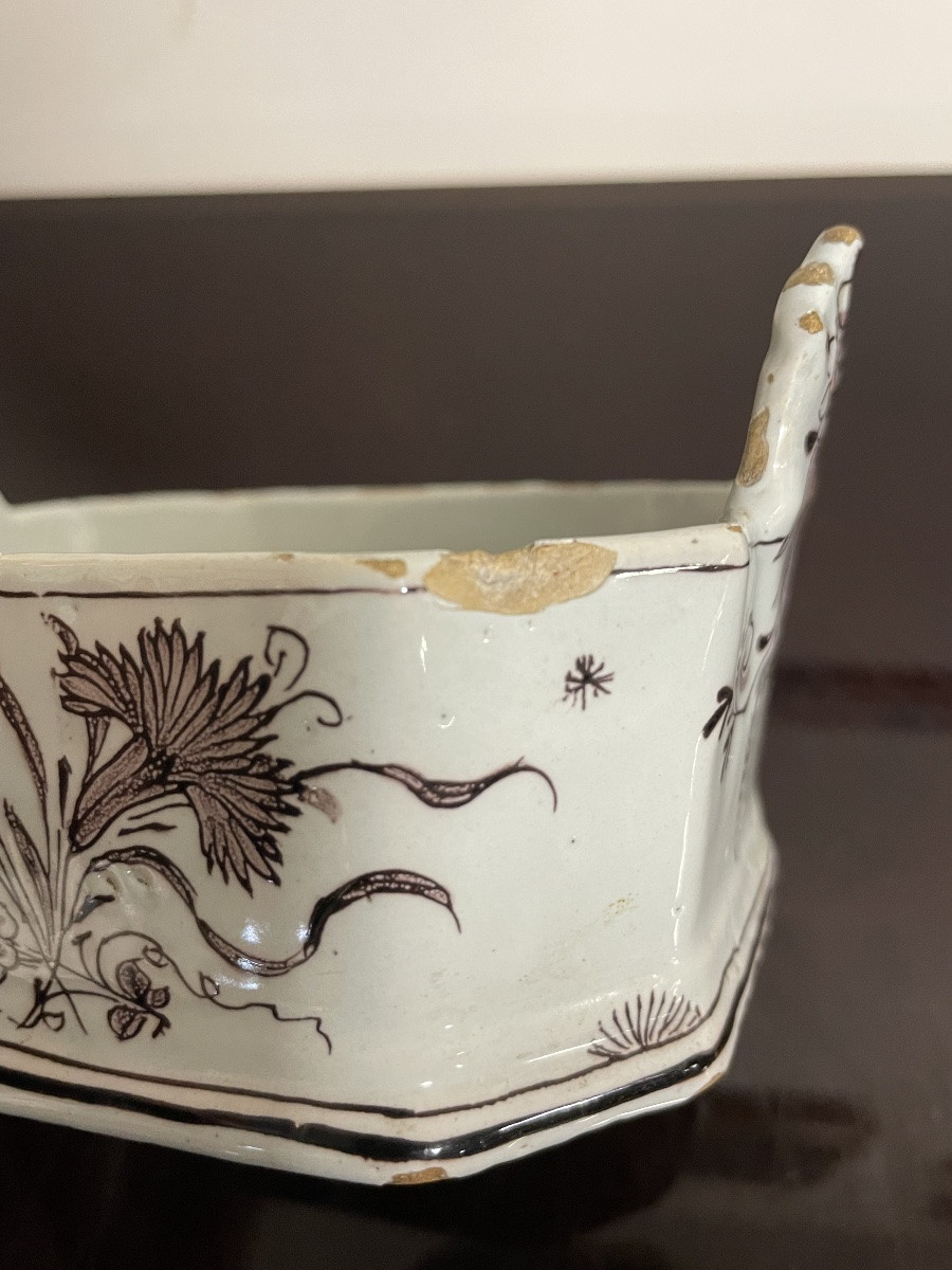 Antique Delftware Butter Dish, Hache De Porcelaine Workshops, 18th Century-photo-3