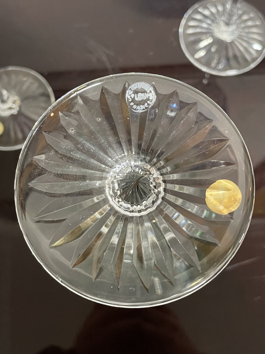 6 Saint Louis Colored Crystal Roemer Glasses, Tommy Pattern, H: 19.6-photo-6