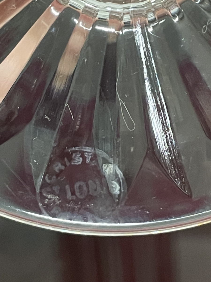 6 Saint Louis Colored Crystal Roemer Glasses, Tommy Pattern, H: 19.6-photo-7