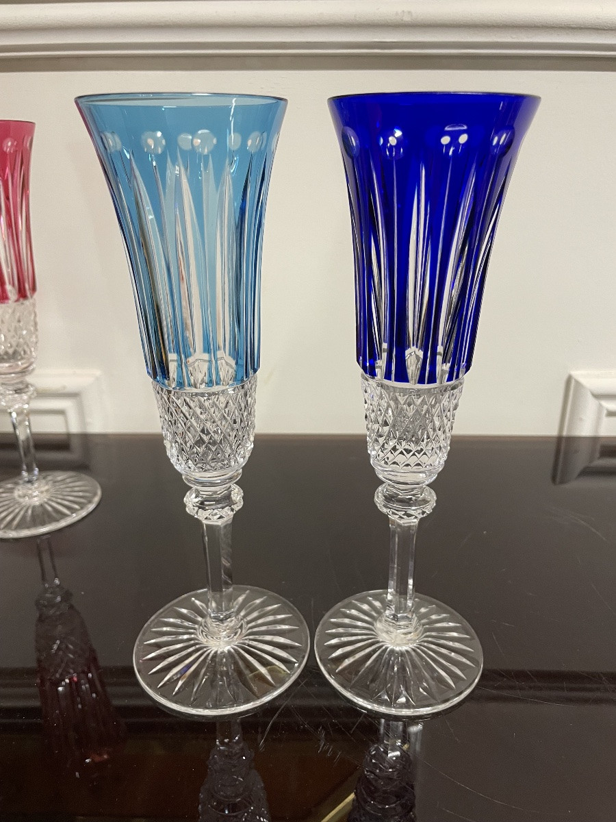 6 Saint Louis Tommy H Colored Crystal Champagne Flutes, 20.5 Cm-photo-3