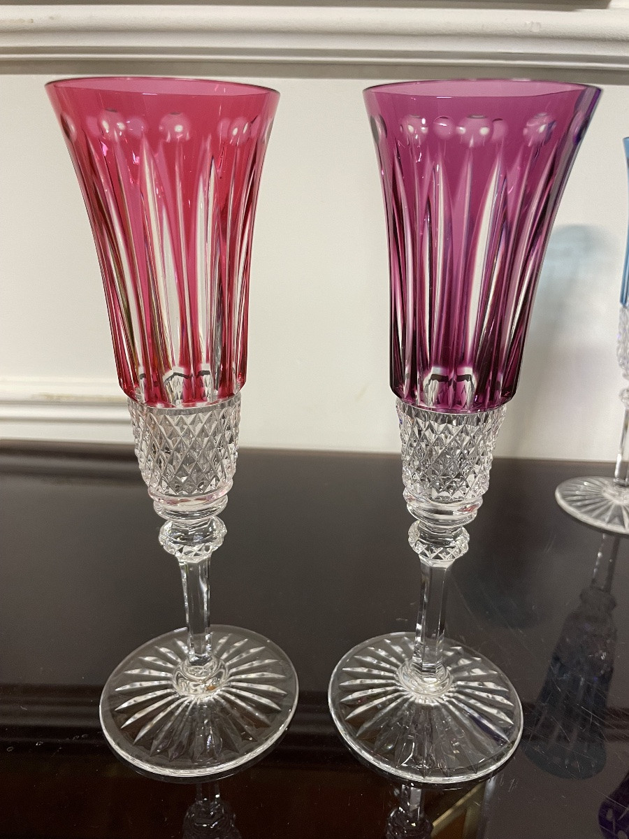 6 Saint Louis Tommy H Colored Crystal Champagne Flutes, 20.5 Cm-photo-4
