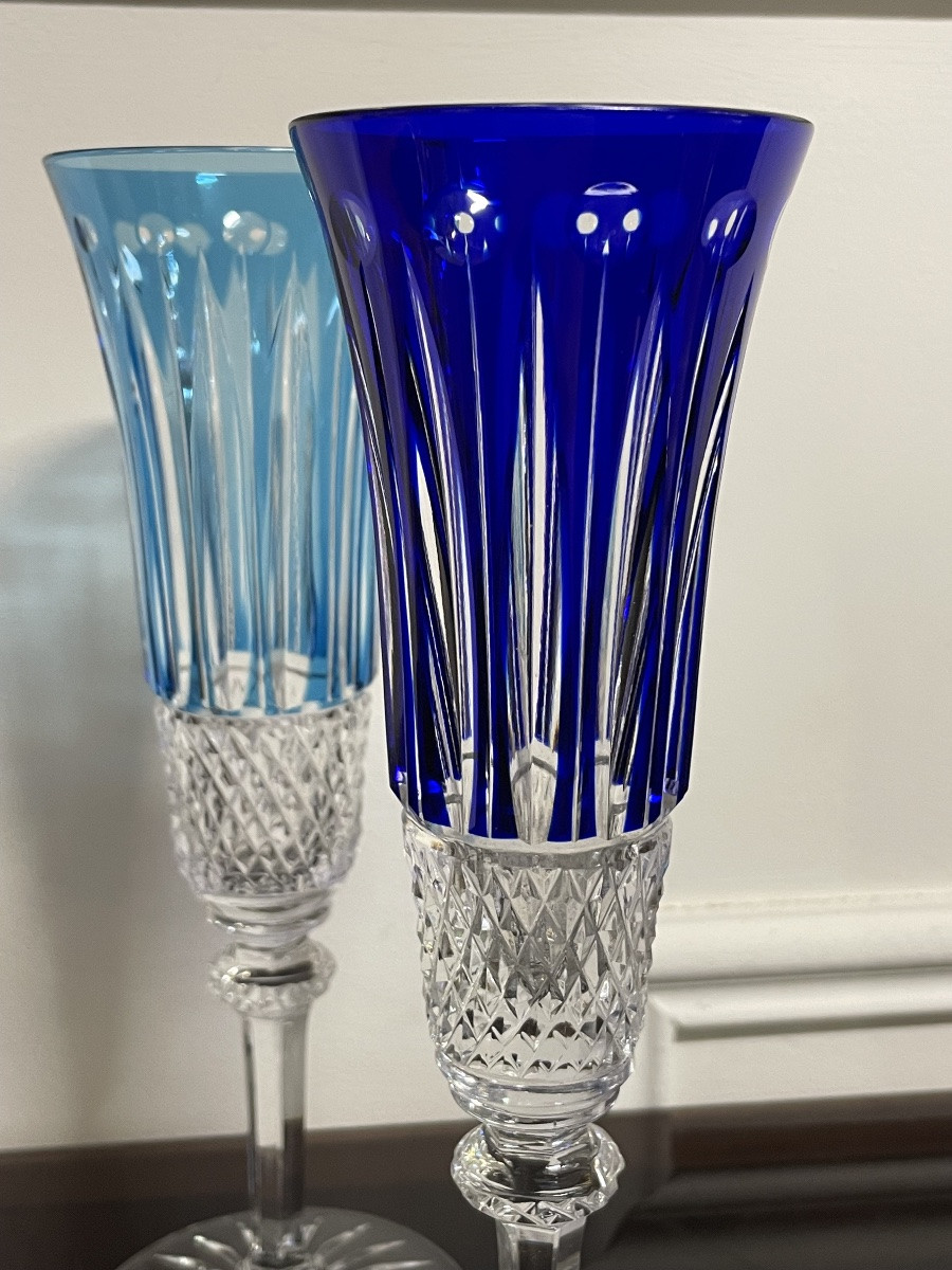 6 Saint Louis Tommy H Colored Crystal Champagne Flutes, 20.5 Cm-photo-1