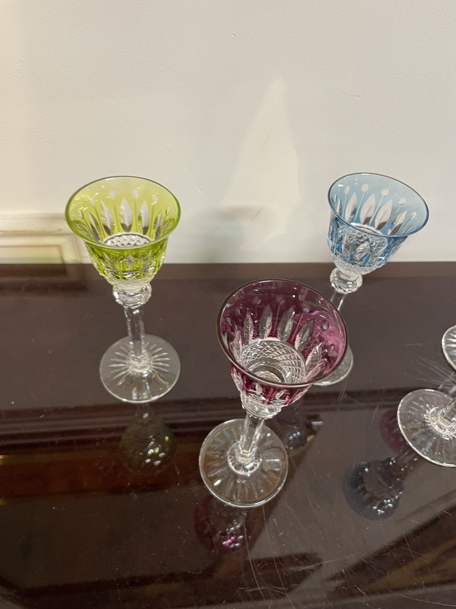 6 VERRES À LIQUEUR EN CRISTAL DE COULEUR SAINT LOUIS MODÈLE TOMMY H:  13,5-photo-5