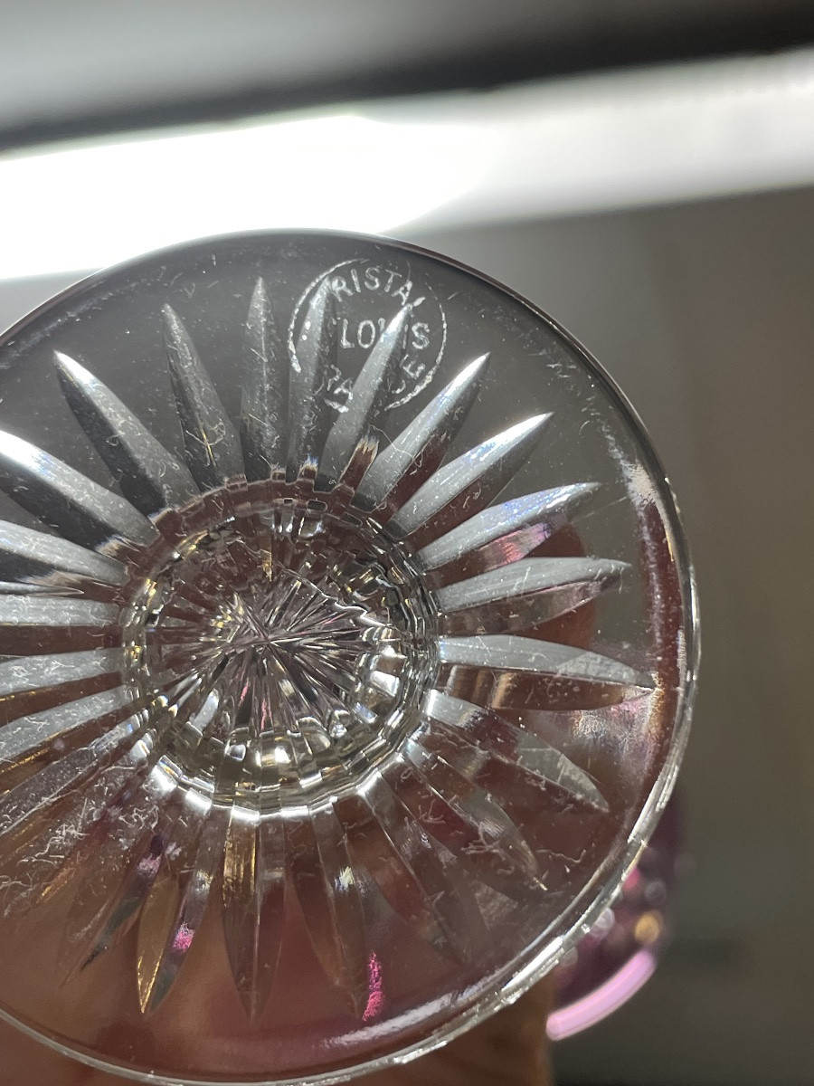 6 VERRES À LIQUEUR EN CRISTAL DE COULEUR SAINT LOUIS MODÈLE TOMMY H:  13,5-photo-7