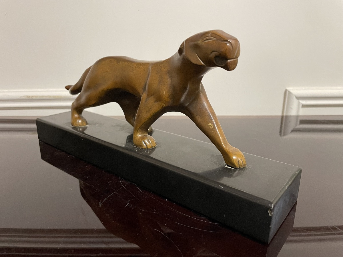 Michel DECOUX - Panthère Bronze Art déco 1930-photo-2