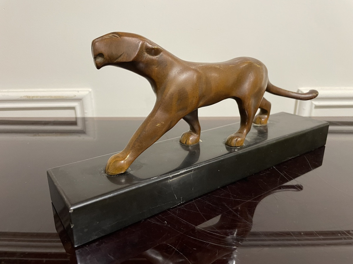 Michel DECOUX - Panthère Bronze Art déco 1930-photo-3