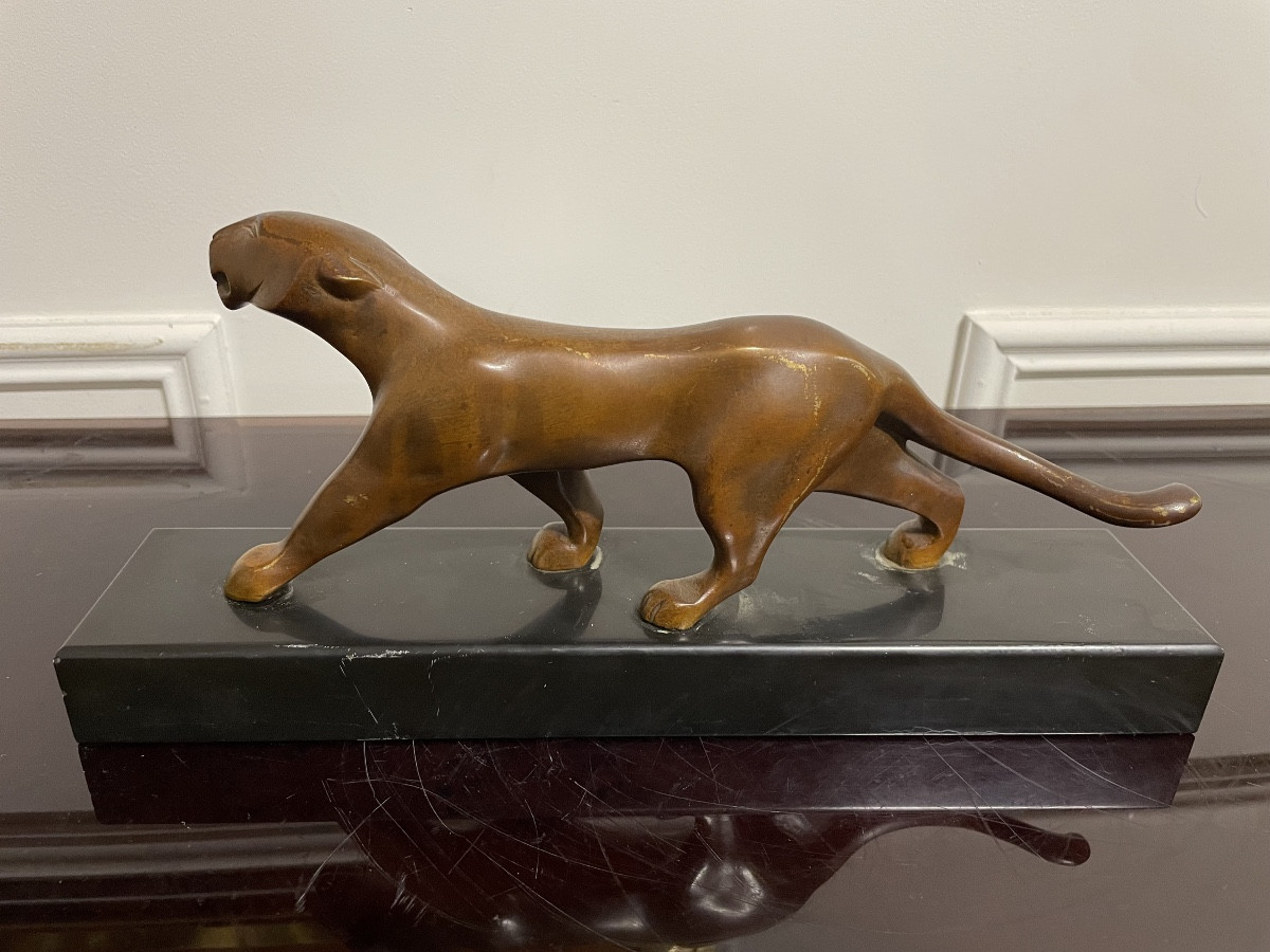 Michel DECOUX - Panthère Bronze Art déco 1930-photo-4