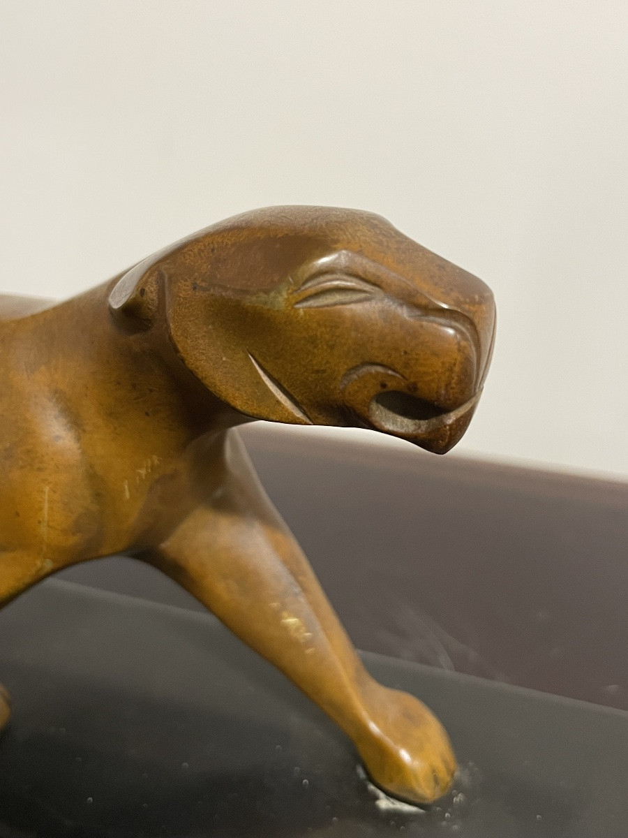 Michel DECOUX - Panthère Bronze Art déco 1930-photo-3