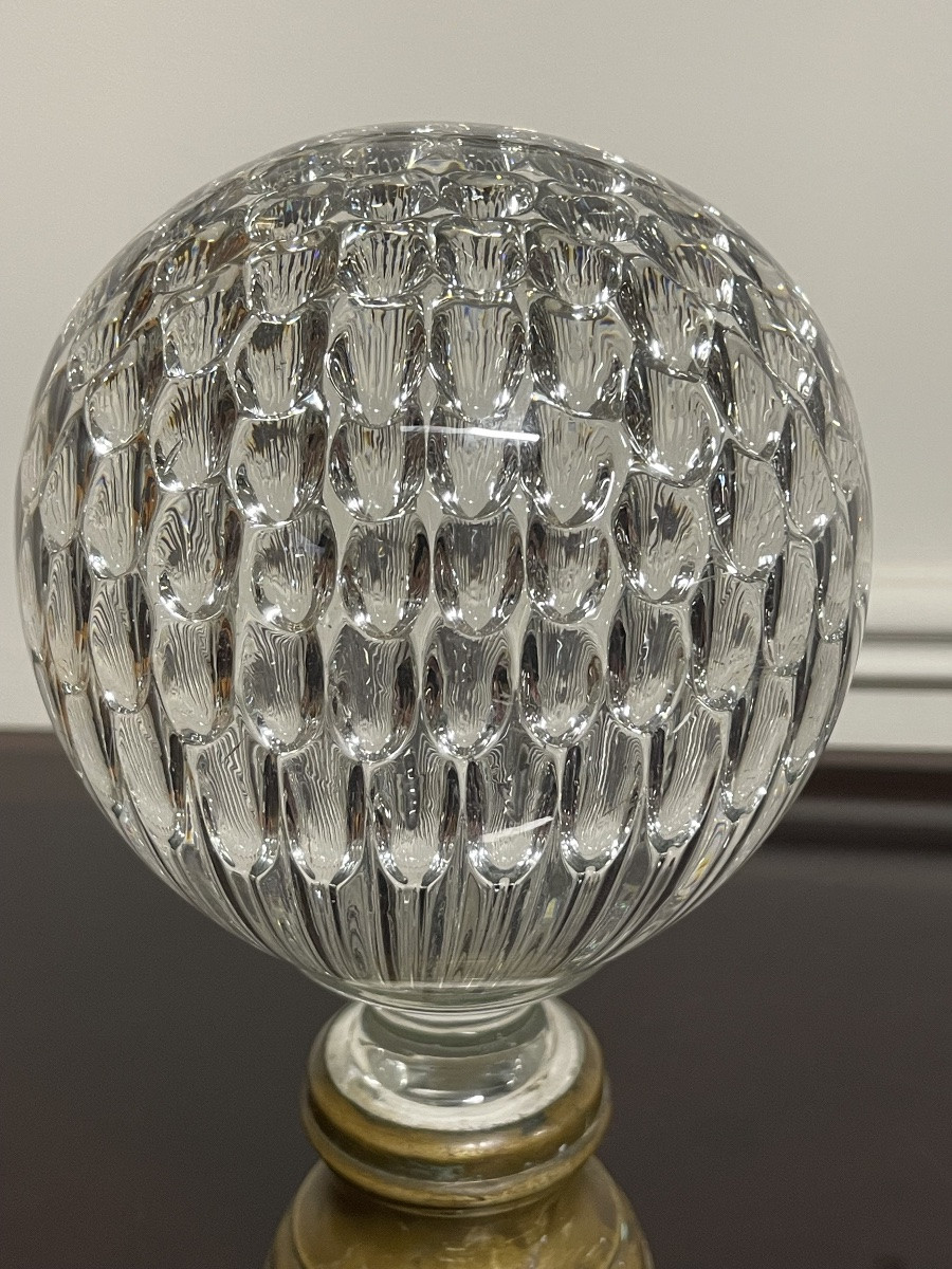 Crystal Stair Ball With Honeycomb Decoration, Late 19th Century, Baccarat Saint Louis-photo-1