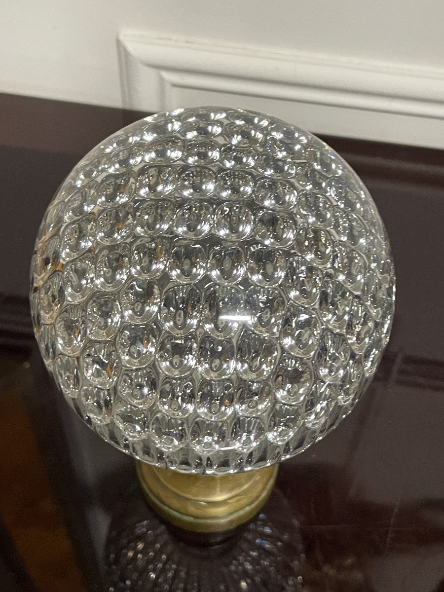 Crystal Stair Ball With Honeycomb Decoration, Late 19th Century, Baccarat Saint Louis-photo-2