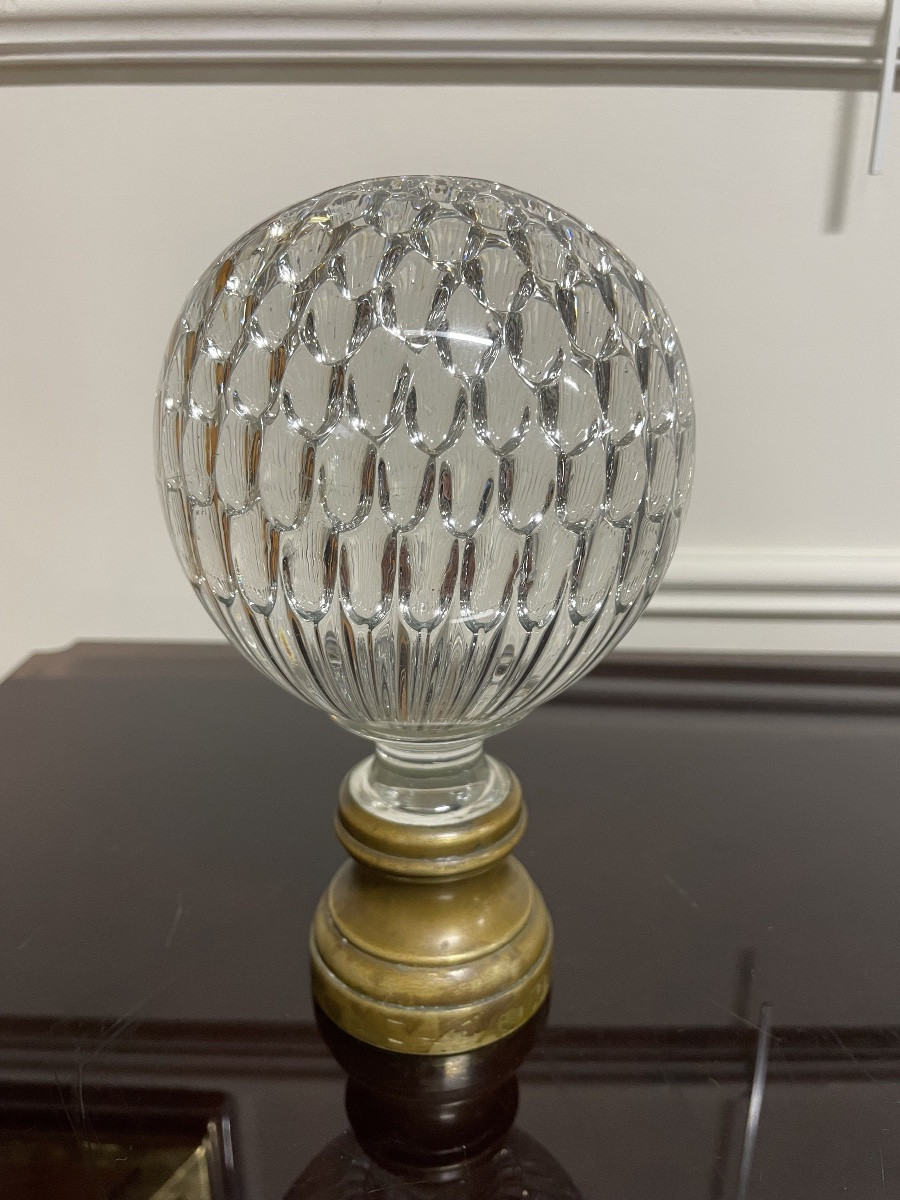 Crystal Stair Ball With Honeycomb Decoration, Late 19th Century, Baccarat Saint Louis-photo-4