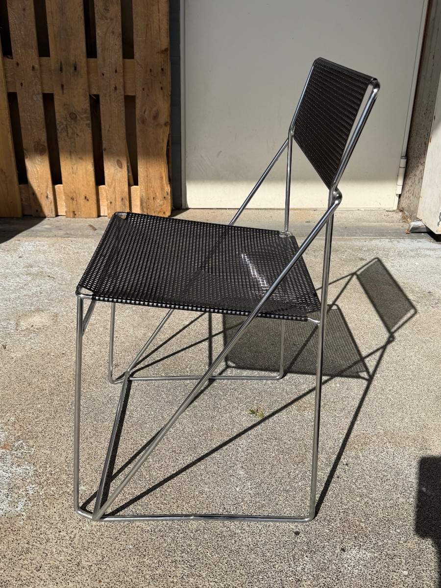 Suite Of 4 Vintage Black 'x-line' Chairs By Niels Jørgen Haugesen For Magis Circa 1980-photo-3