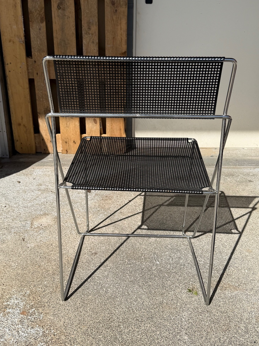 Suite Of 4 Vintage Black 'x-line' Chairs By Niels Jørgen Haugesen For Magis Circa 1980-photo-4