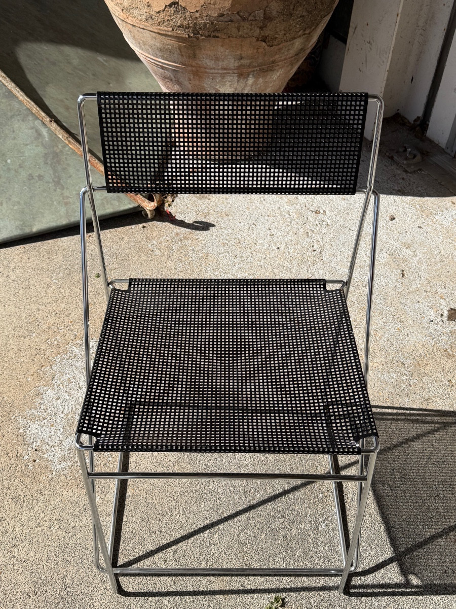 Suite Of 4 Vintage Black 'x-line' Chairs By Niels Jørgen Haugesen For Magis Circa 1980-photo-2