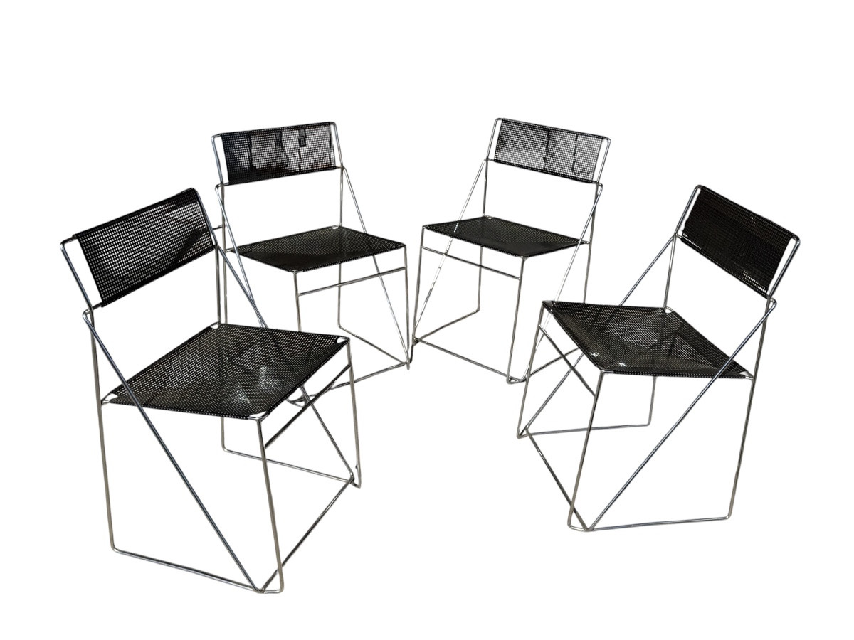 Suite Of 4 Vintage Black 'x-line' Chairs By Niels Jørgen Haugesen For Magis Circa 1980