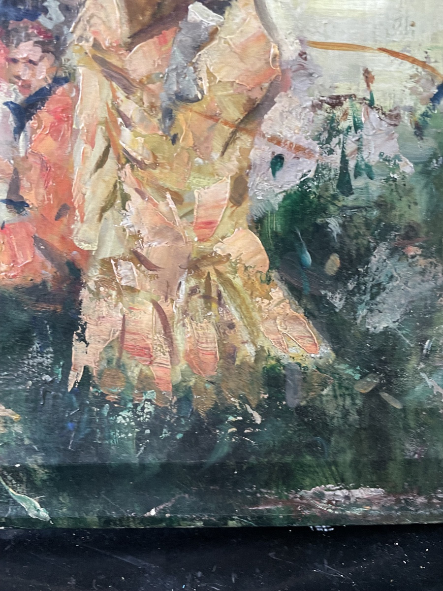 Elegant Women Fishing - Oil On Canvas Alessandro Lupo Impressionist-photo-2