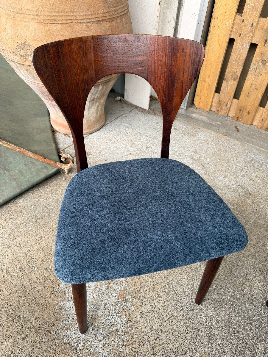 Suite de 4 chaises en palissandre de Rio par Niels Koefoeds circa 1960 Danemark-photo-4