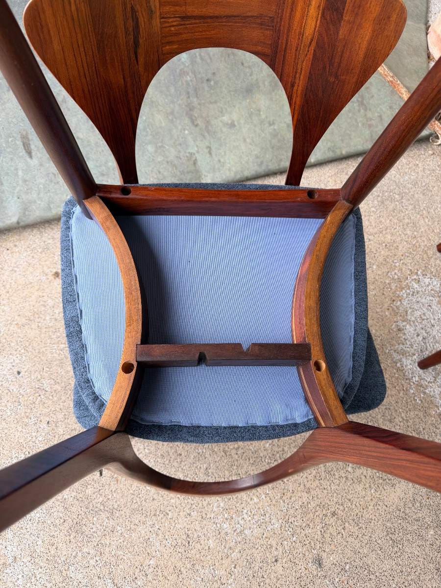 Suite de 4 chaises en palissandre de Rio par Niels Koefoeds circa 1960 Danemark-photo-7
