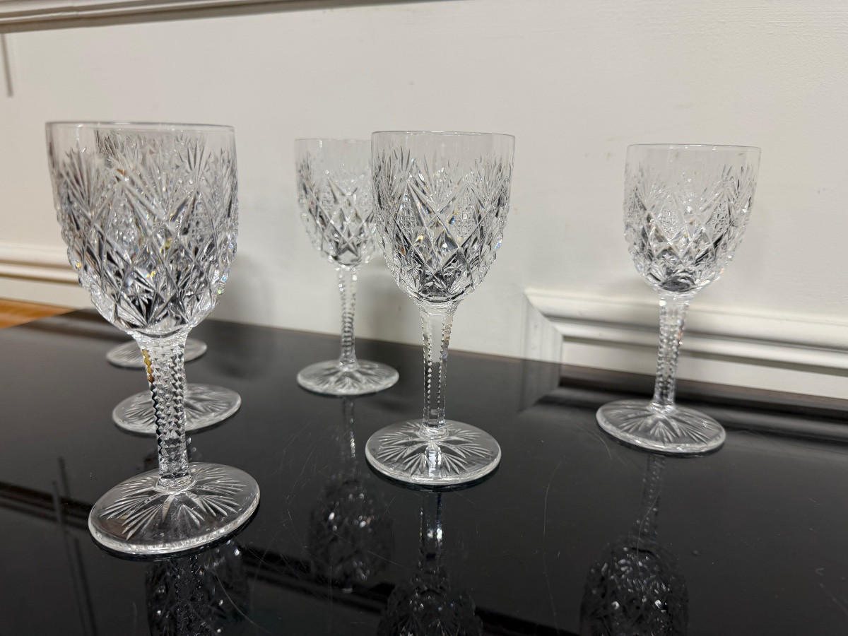 Saint Louis - 6 Ref Wine Glasses Model Florence H: 16cm-photo-2