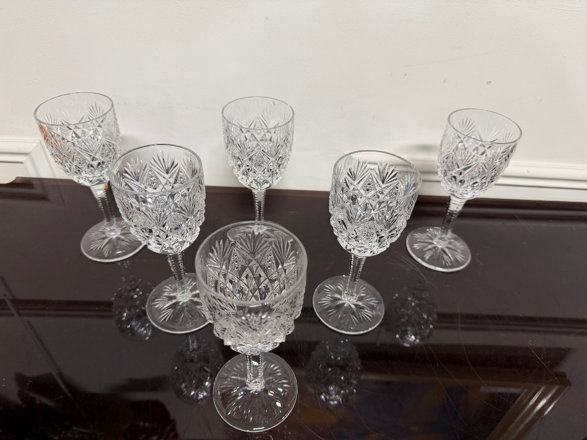 Saint Louis - 6 Ref Wine Glasses Model Florence H: 16cm-photo-4