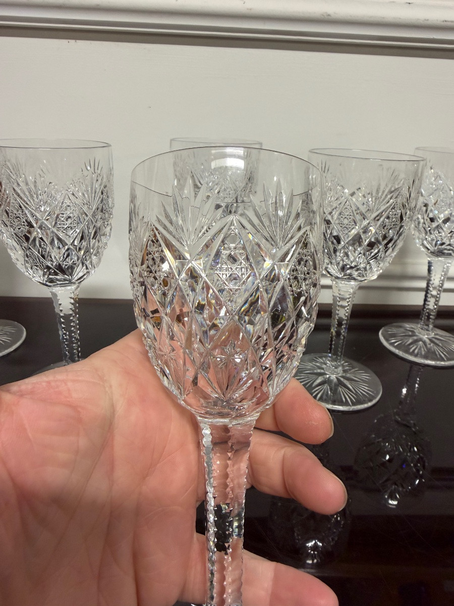 Saint Louis - 6 Ref Wine Glasses Model Florence H: 16cm-photo-3