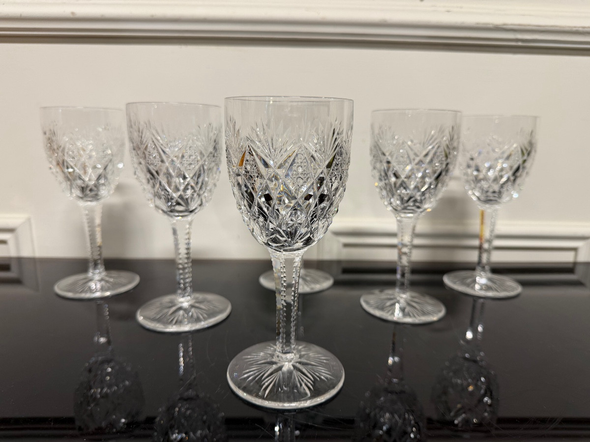 Saint Louis - 6 Ref Wine Glasses Model Florence H: 16cm
