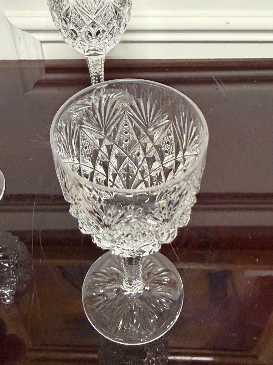 Saint Louis - 6 White Wine Glasses Model Florence H: 14 Cm-photo-5