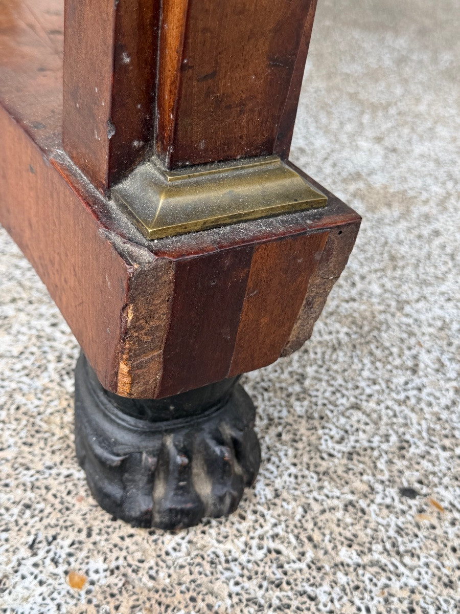 Empire Period Pedestal Table, Return From Egypt Mahogany And Gilt Bronze 19th Century-photo-1