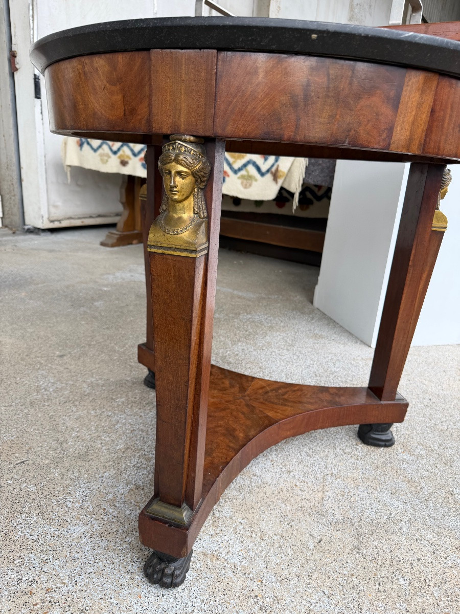 Empire Period Pedestal Table, Return From Egypt Mahogany And Gilt Bronze 19th Century-photo-2