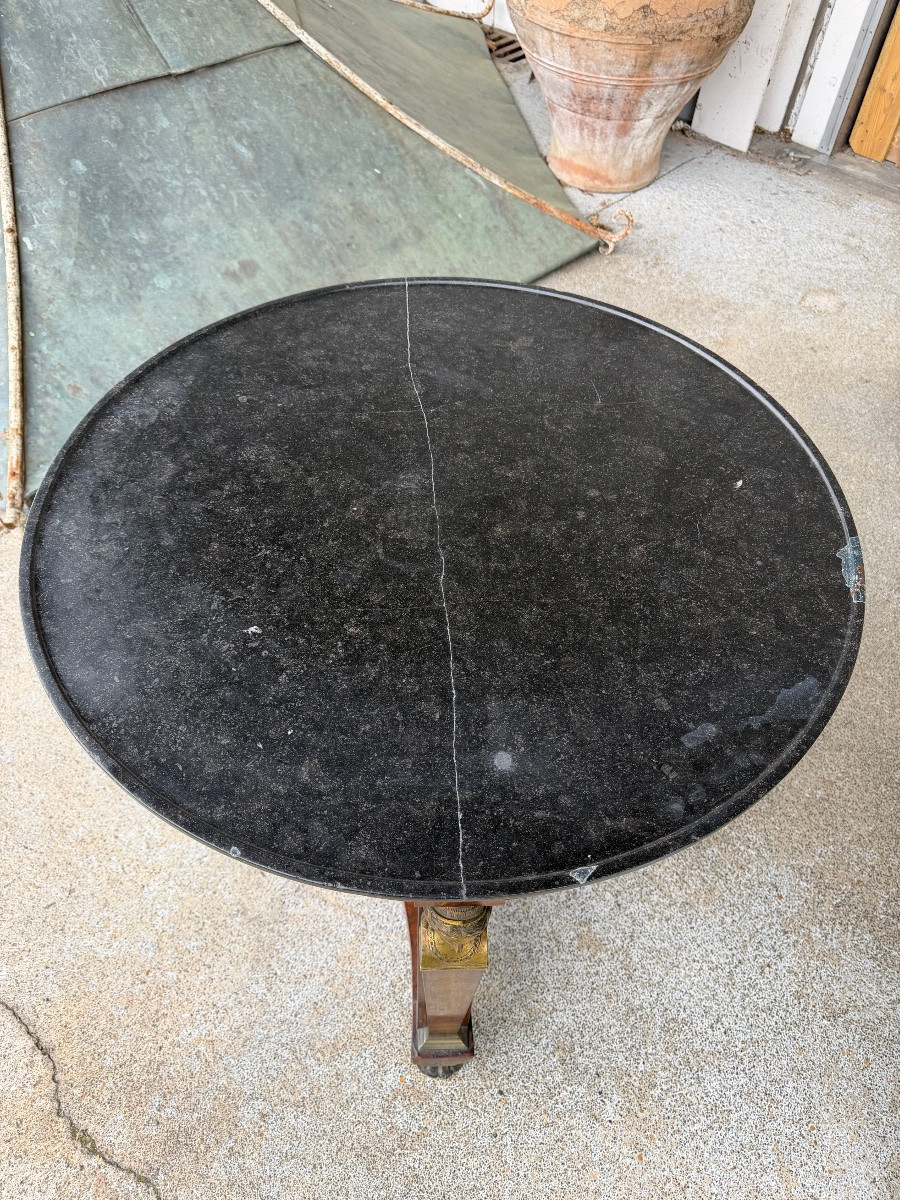 Empire Period Pedestal Table, Return From Egypt Mahogany And Gilt Bronze 19th Century-photo-6