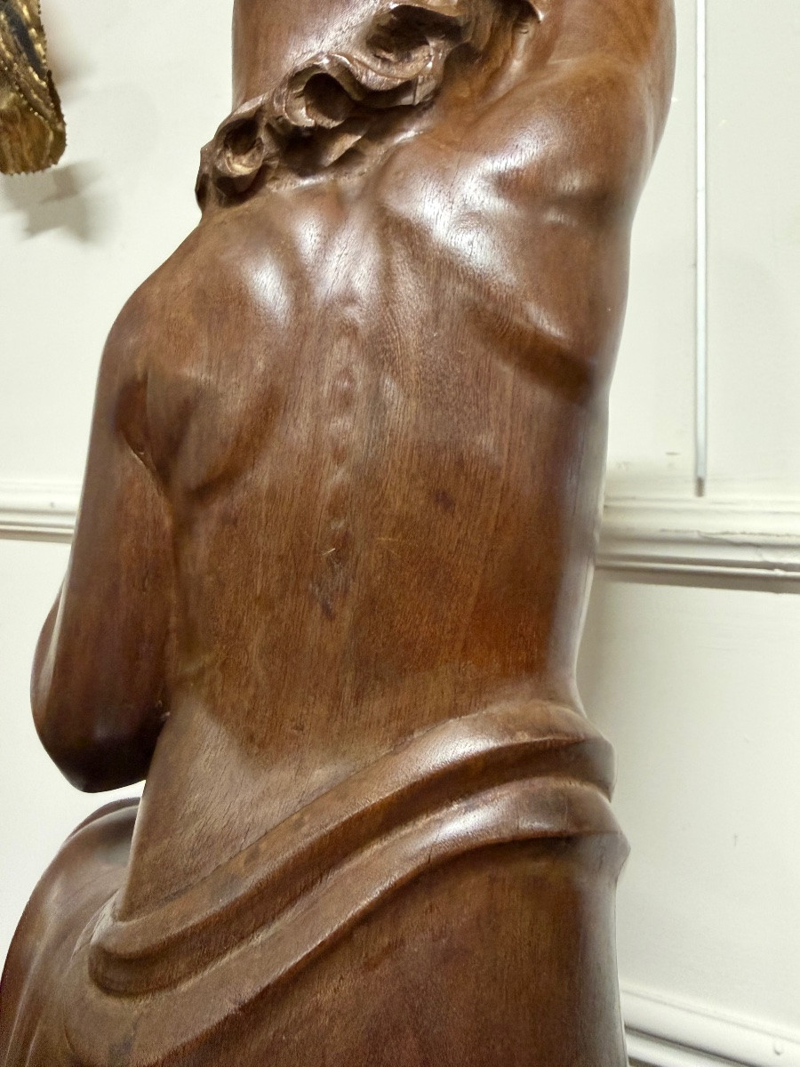 Sculpture en taille directe époque art déco femme acajou-photo-5
