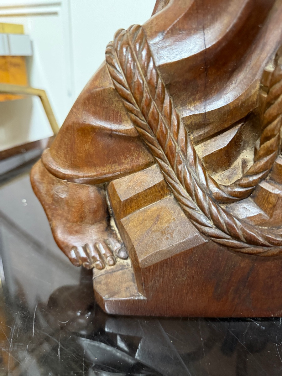Sculpture en taille directe époque art déco femme acajou-photo-8