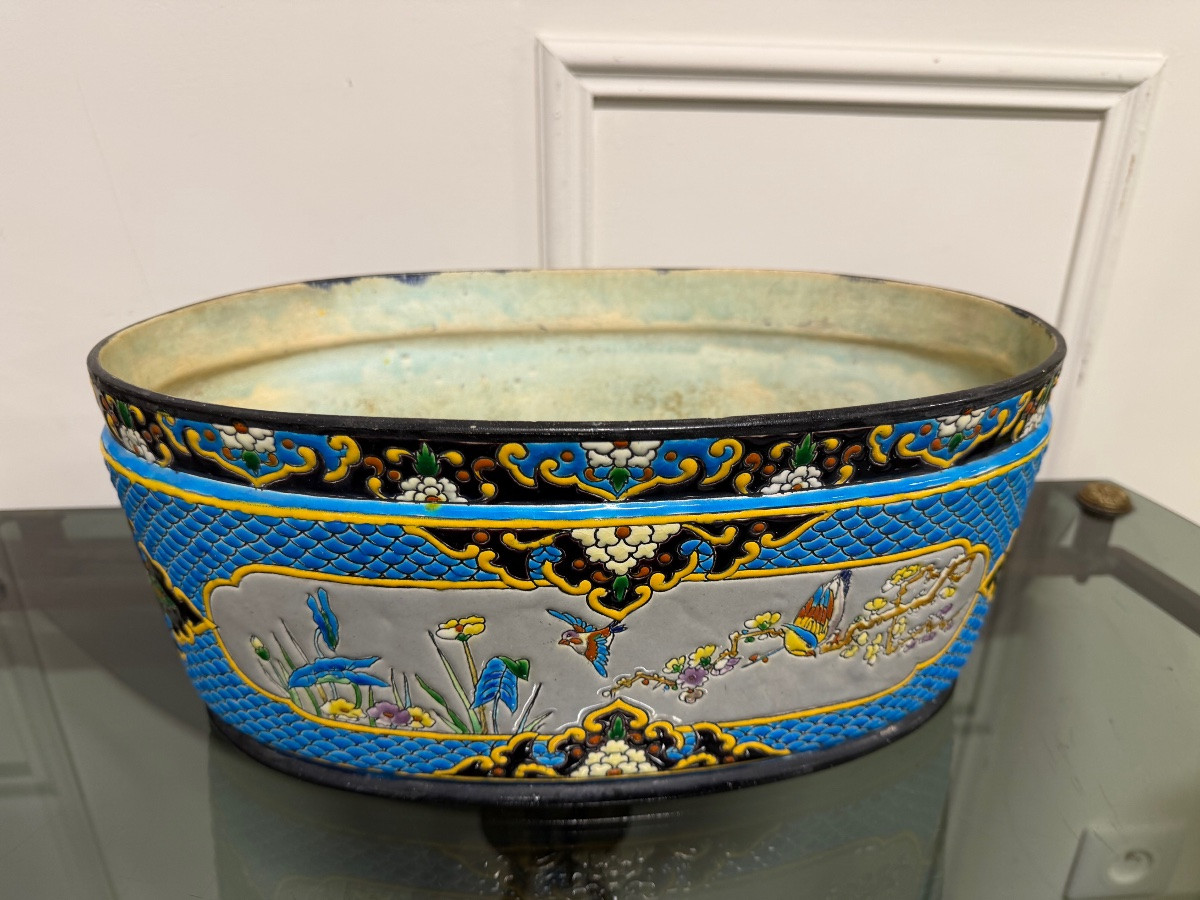 BORDEAUX VIEILLARD - JARDINIÈRE EN ÉMAUX CLOISONNÉS CARANZA JAPONISANT-photo-2